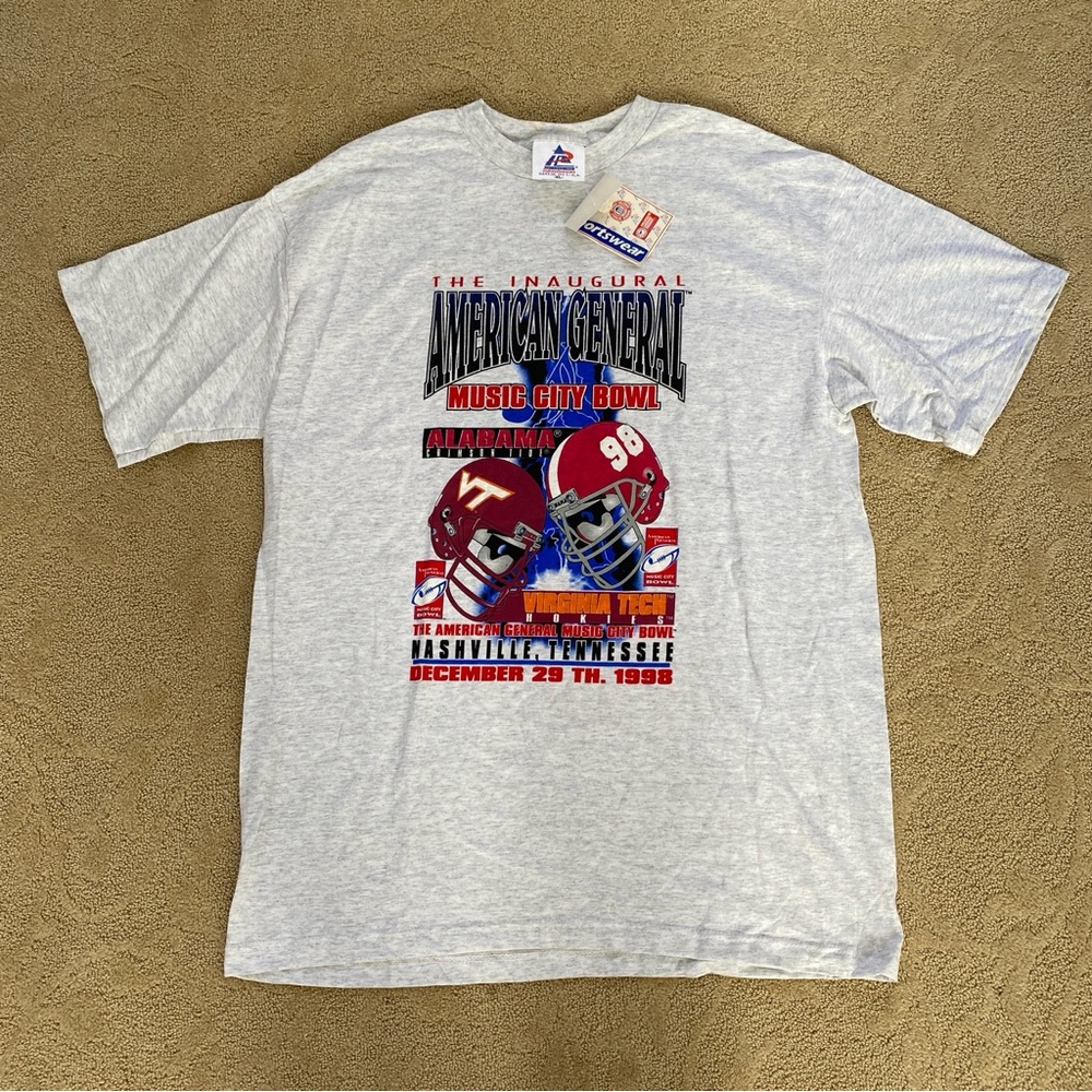 NWT Vintage Virginia Tech Alabama Tide Music City Bowl 1998 Champions Men’s XL
